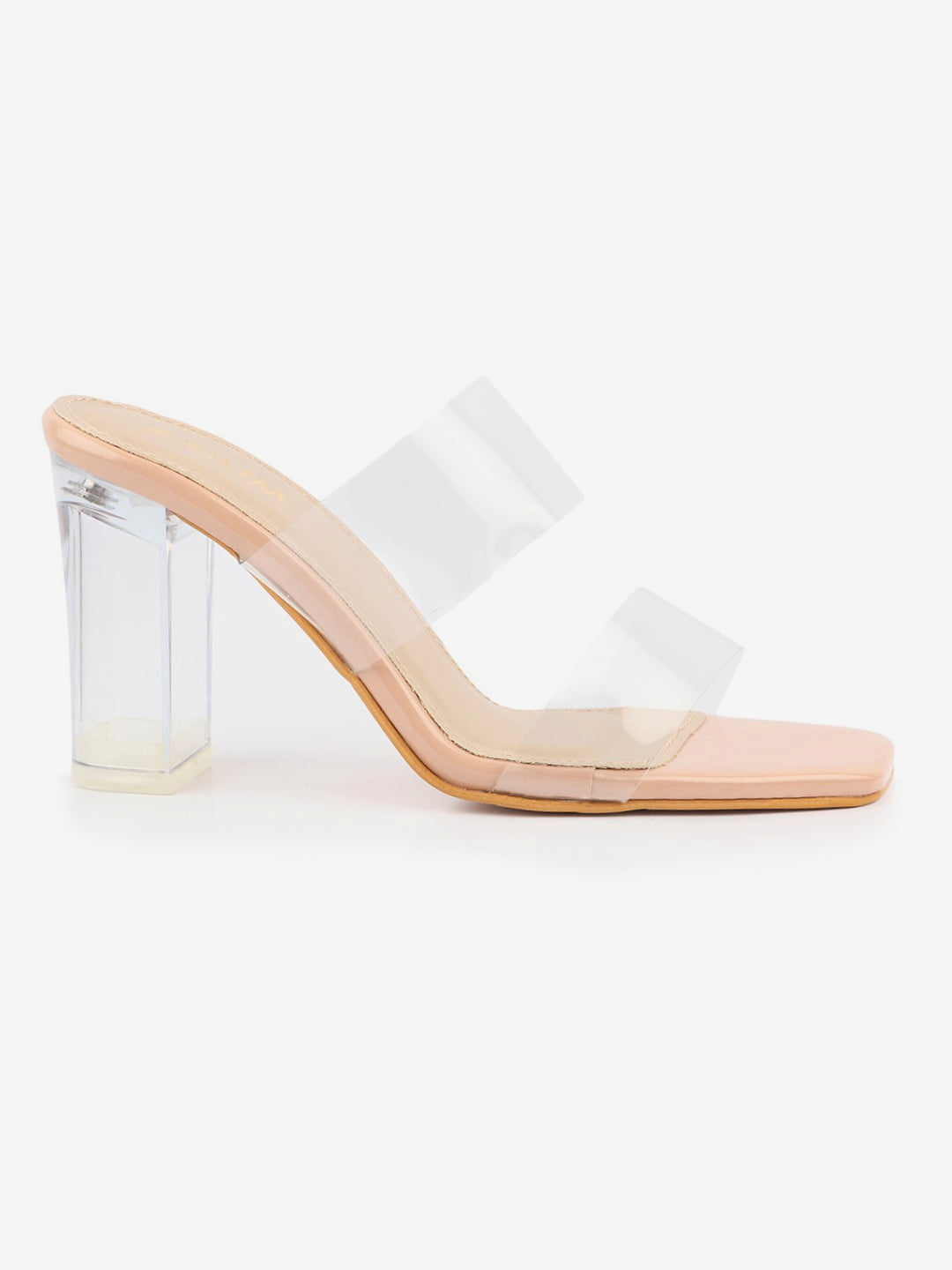 AXIUM 4 Inch Clear Chunky-High Heel Sandals (Nude Beige) - Axium®Shoes