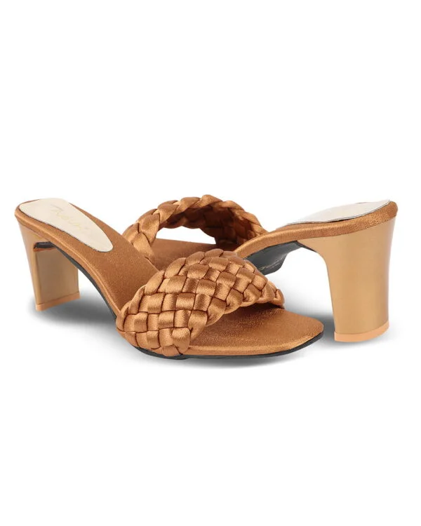 AXIUM Women Casual Satin Heel Sandals (ANTIQUE GOLD)