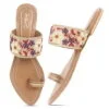 AXIUM Women's Embroidered Slip On Flip Flop Ethnic Flats (NUDE BEIGE) - Image 2