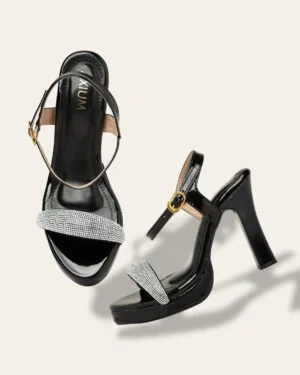 AXIUM Black Party Block High Heel Sandals (AXS170)