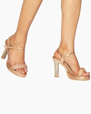 AXIUM Rose Gold Party Block High Heel Sandals (AXS170)