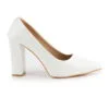 AXIUM White Women Pointed-Toe Block Heel Pumps 4Inch (BLY172) - Image 2