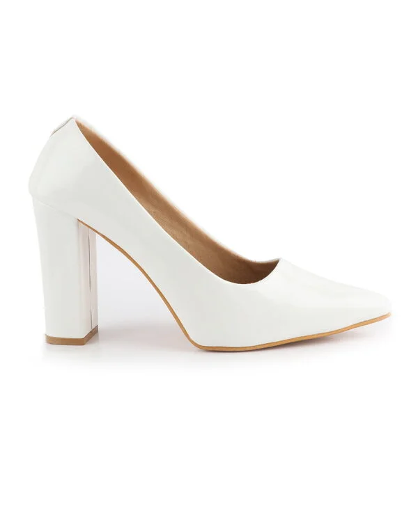 AXIUM White Women Pointed-Toe Block Heel Pumps 4Inch (BLY172) - Image 2