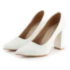 AXIUM White Women Pointed-Toe Block Heel Pumps 4Inch (BLY172) - Image 5