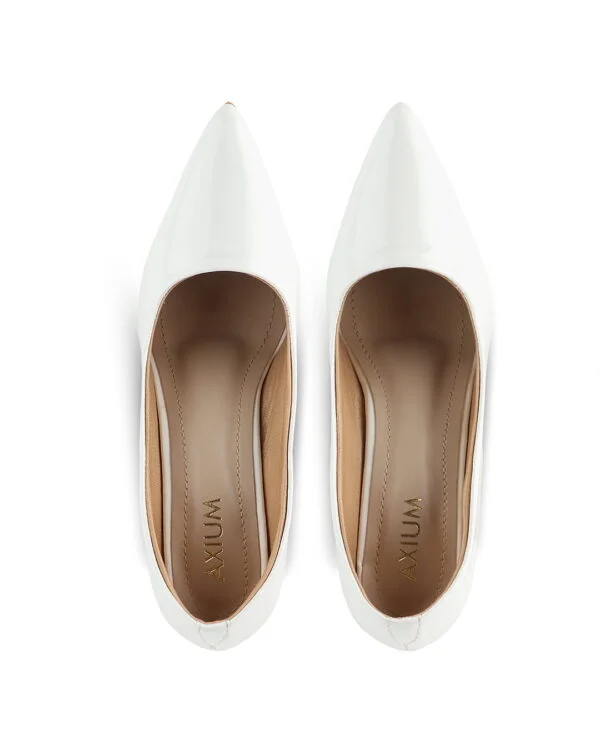 AXIUM White Women Pointed-Toe Block Heel Pumps 4Inch (BLY172) - Image 6