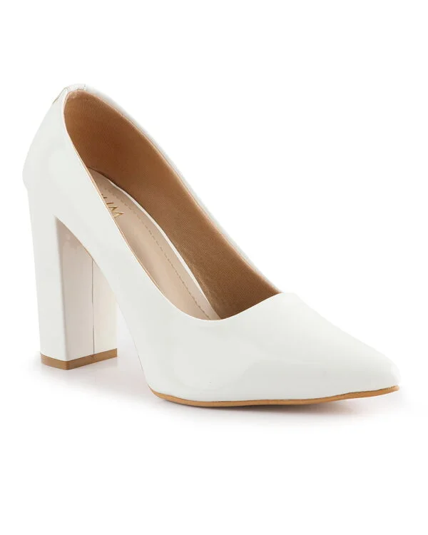 AXIUM White Women Pointed-Toe Block Heel Pumps 4Inch (BLY172) - Image 7