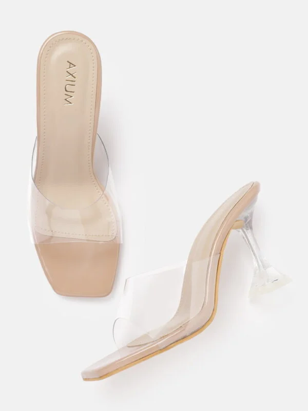 AXIUM Nude Biege Transparent (Clear) Hourglass Heels , 3.5Inch - Image 2