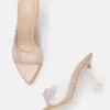 AXIUM Nude Biege Embellished Transparent (Clear) Hourglass Heels , 3.5Inch - Image 2