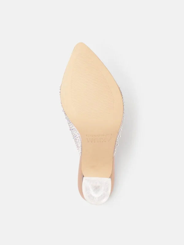 AXIUM Nude Biege Embellished Transparent (Clear) Hourglass Heels , 3.5Inch - Image 4