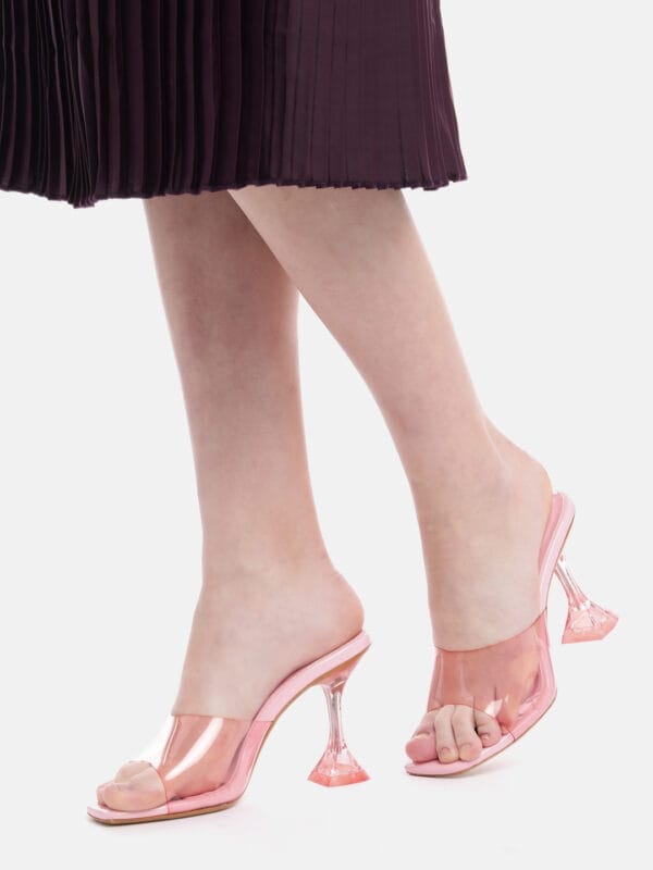 AXIUM PINK Transparent (Clear) Hourglass Heels , 3.5Inch (SAN190)