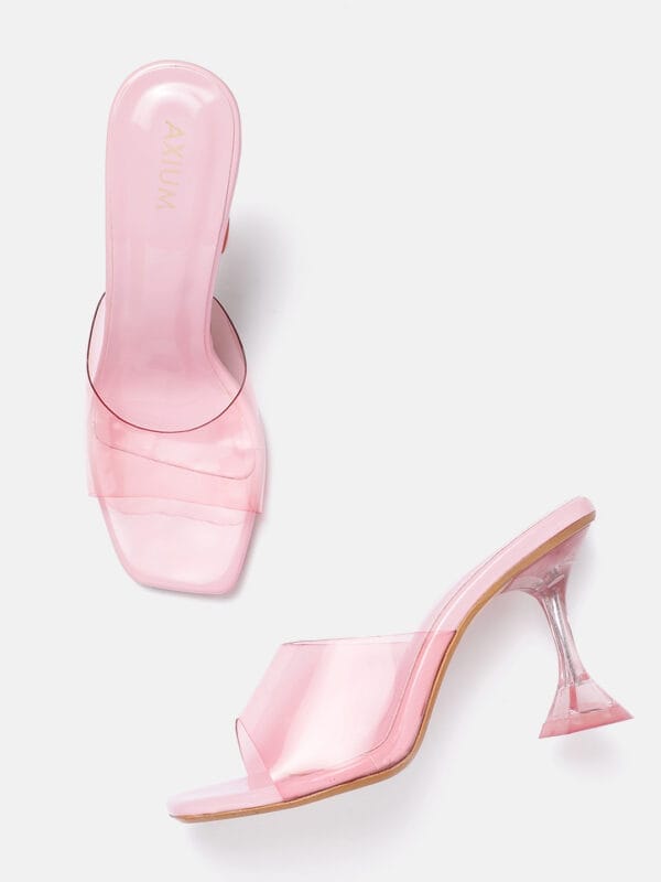 AXIUM PINK Transparent (Clear) Hourglass Heels , 3.5Inch (SAN190) - Image 2