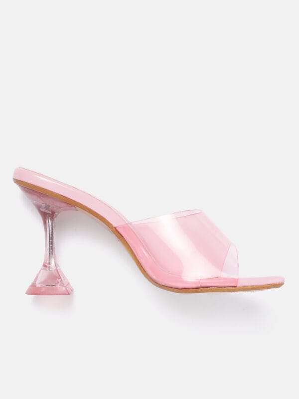 AXIUM PINK Transparent (Clear) Hourglass Heels , 3.5Inch (SAN190) - Image 3