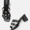 AXIUM Embellished Black Block Heels  , 2.5-Inch (SAN210) - Image 2