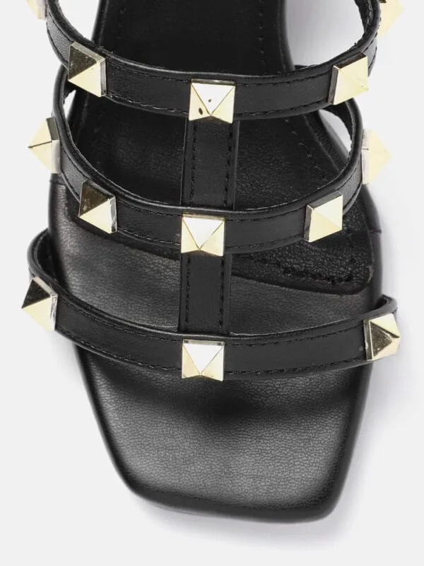 AXIUM Embellished Black Block Heels  , 2.5-Inch (SAN210) - Image 6