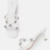 AXIUM Stone Embellished WHITE Heels  , 2.5-Inch (SAN211) - Image 2