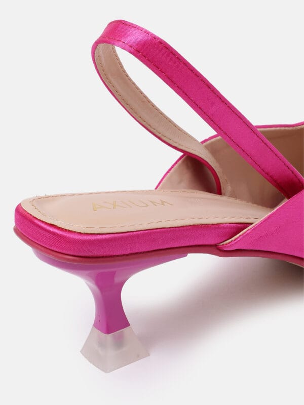 AXIUM Women's Magenta Pink Satin Embellished Heel Pumps, 2inch (BLY219) - Image 2