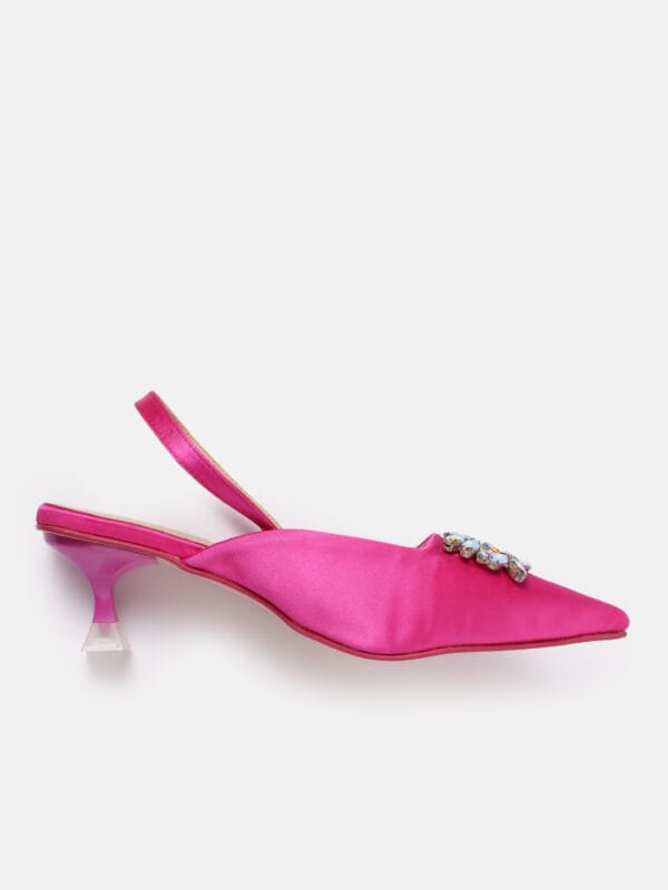 AXIUM Women's Magenta Pink Satin Embellished Heel Pumps, 2inch (BLY219) - Image 6