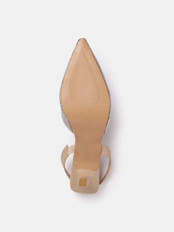 AXIUM Women's Beige Stone Embellished Heel Pumps, 3inch (BLY225) - Image 2