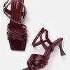 AXIUM Women's Maroon Lace-up Heel Sandals  , 3-Inch (SAN214) - Image 2