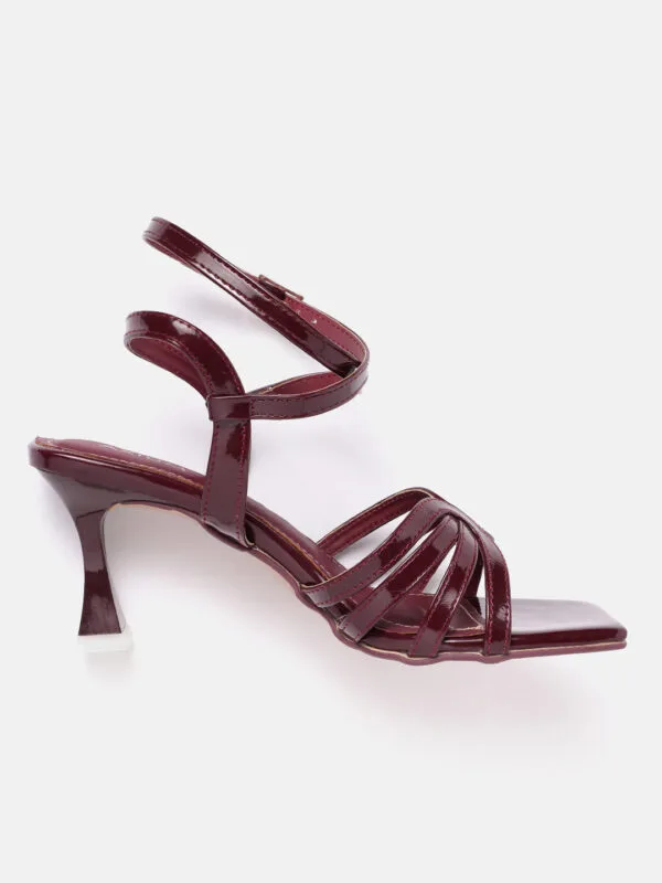 AXIUM Women's Maroon Lace-up Heel Sandals  , 3-Inch (SAN214) - Image 3