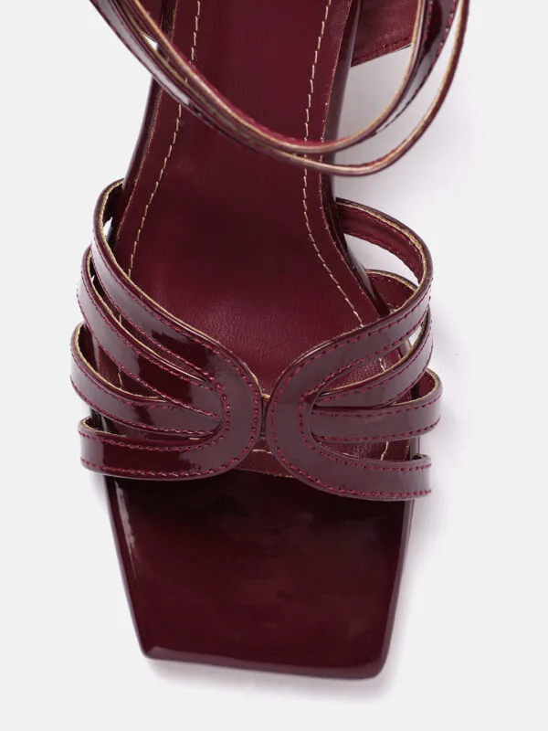 AXIUM Women's Maroon Lace-up Heel Sandals  , 3-Inch (SAN214) - Image 5