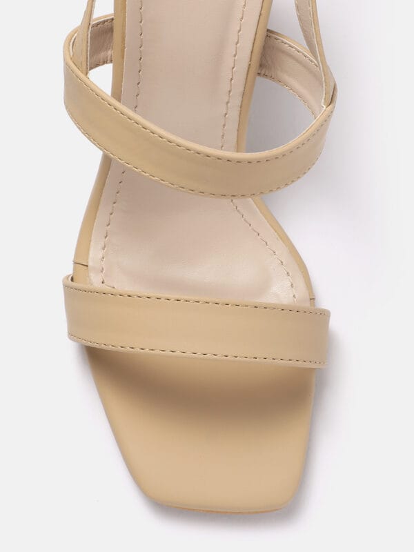 AXIUM Women's Beige Block Heel Sandals  , 3.5-Inch (SAN216) - Image 4