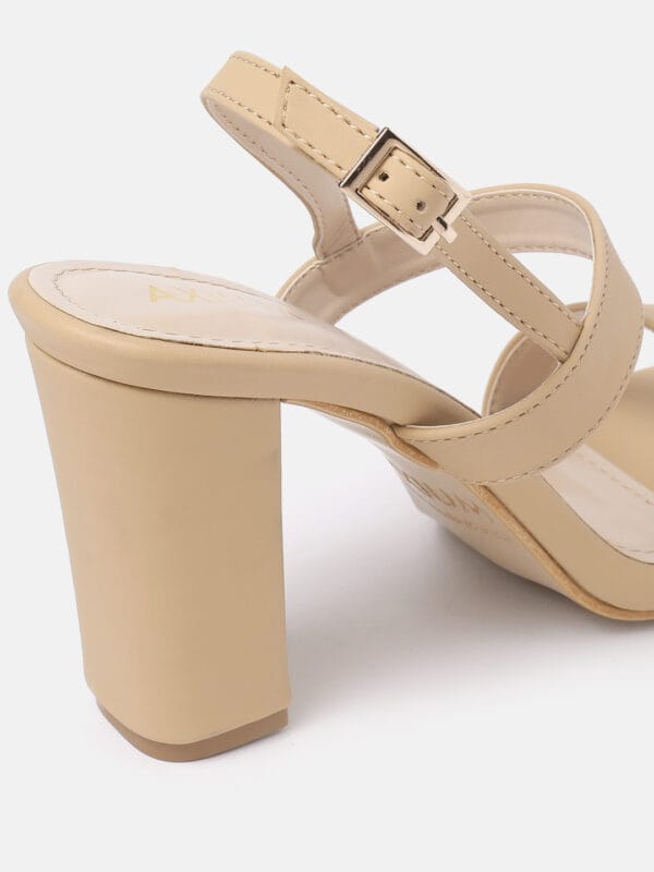 AXIUM Women's Beige Block Heel Sandals  , 3.5-Inch (SAN216) - Image 5