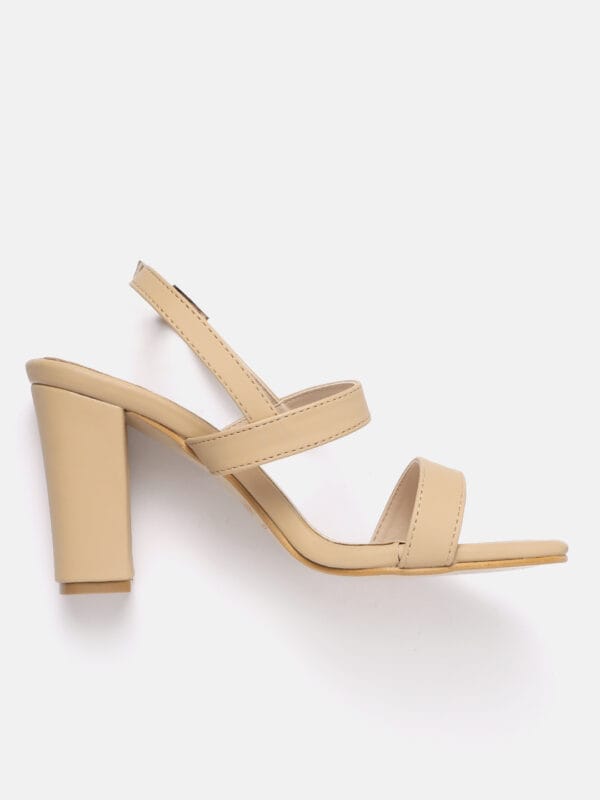 AXIUM Women's Beige Block Heel Sandals  , 3.5-Inch (SAN216) - Image 6