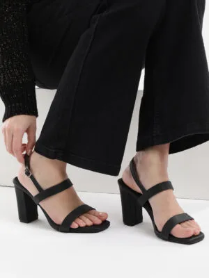 AXIUM Women's Black Block Heel Sandals  , 3.5-Inch (SAN216)