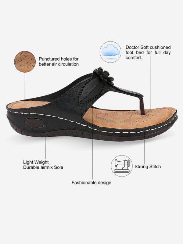 Axium Women's Black Dr Extra Soft Flats Sandal (DOC230) - Image 2