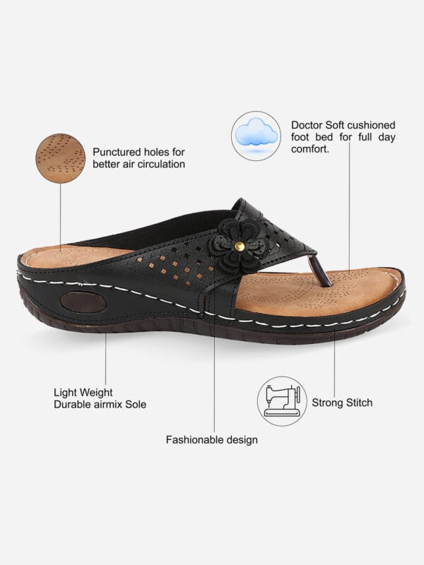 Axium Women's Black Dr Extra Soft Flats Sandal (DOC231) - Image 2
