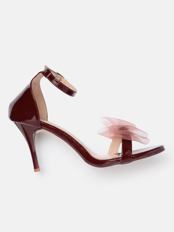 AXIUM Women's Maroon Ankle-cuff pencil Bow Heels, 3.5-Inch (SAN228) - Image 3