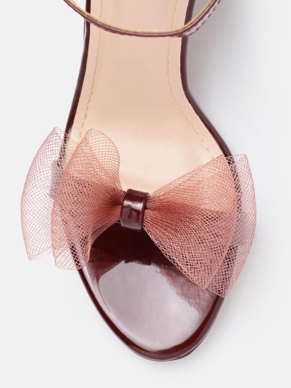 AXIUM Women's Maroon Ankle-cuff pencil Bow Heels, 3.5-Inch (SAN228) - Image 5