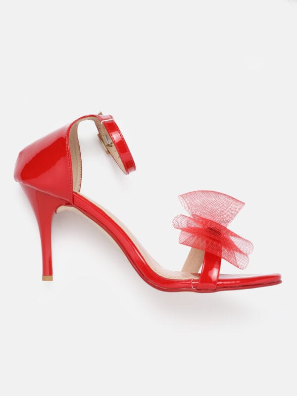 AXIUM Women's Red Ankle-cuff pencil Bow Heels, 3.5-Inch (SAN228) - Image 3
