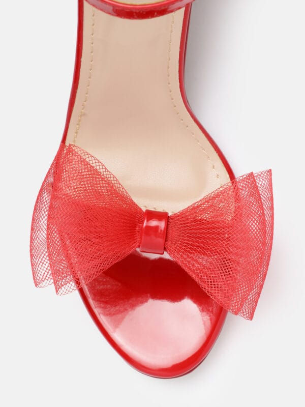 AXIUM Women's Red Ankle-cuff pencil Bow Heels, 3.5-Inch (SAN228) - Image 5